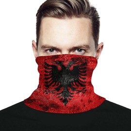 Old Grunge Albania Flag Neck Gator Warmer Windproof Face Cover Scarf Gaiter Ski Mask Balaclavas for Cold Wind Dust