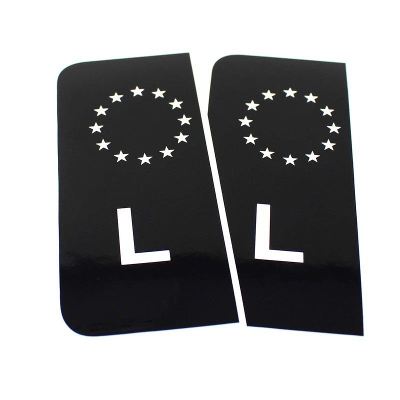 2 x Number Plate EU Field Sticker Film, Black, Car,
