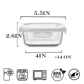 B.GUBOBOYA 4 Pack Square Glass Meal Prep Containers with Lids, 2 Cup Square Glass food Storage Containers, Heat-Resistant BPA-Free Glass Food Containers for Leftover MicrowaveDishwasherFreezer Safe