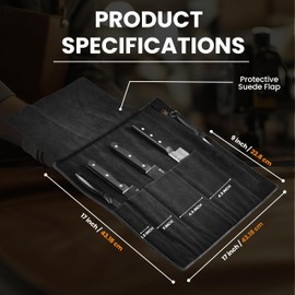 LEATHER VILLAGE Genuine Leather Knife Roll Bag – Professional Chef Carrying Case, Durable Sheath Holder, Cooks & Culinary Tools Organizer, Portable Travel Storage with 4 Slots & Zipper - Black