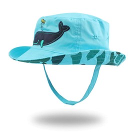 Pesaat Cotton Baby Sun Hat Wide Infant Toddler Sun Hat for Boys Girls Outdoor Beach Child Bucket Spring Summer 0-2 Years (Whale, 20.5"(2-4 Years))