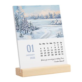 Mini Motivational Desk Calendar 2026-2027 New Year Christmas Gifts for Women Men 18 Month and Year at A Glance Small Inspirational Nature Stand Up Calendar for Home Office Decor January 2026-June 2027