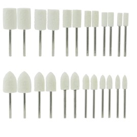 Luo ke 24 Pcs Wool Felt Polishing Bits - 3/32'' Shank Wool Felt Buffing Polishing Kits for Rotary Tools Includes Dremel