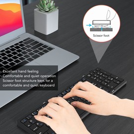 Teclado Bluetooth Plegable, Teclado Inalámbrico Plegable Multidispositivo de 81 Teclas con Teclado Numérico, Teclado de Viaje Portátil para Computadora Portátil, Tableta,