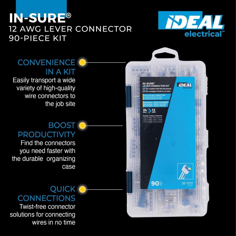 Ideal Electrical 30-1012 InSure 90 pc 12 AWG Lever Connector
