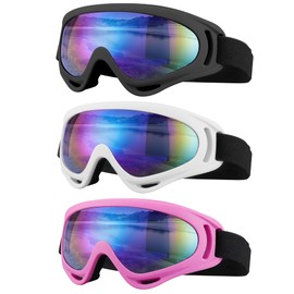 SixYard Ski Goggles, Motorcycle Goggles, 3 Pack Snowboard Snow Goggles for Men Women Adult Youth (Style 2)