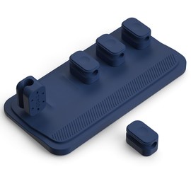 Decobay Magnetic Cable Management, Cable Holder for Desktop Multipurpose Cord Keeper, 5 Clips(OD 3.0-4.2mm) for Lightning, USB-C, Micro Cable, Other Wires, Sticks to Wood, Marble, Metal, Glass (Blue)