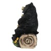 Papa Mama Black Bears and Cub Sitting On Log with