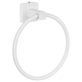 YUET Wall Mounted Towel Ring Rail Bar Bath Holder Hanger Accessories SUS 304 Stainless Steel with Chrome Plated Bathroom Hardware and Kitchen (White)