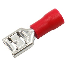Baomain Female Quick disconnects Vinyl Insulated Spade Wire Connector Electrical Crimp Terminal 22-16 AWG 6.3mm 1/4" Red Pack of 100