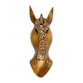 My Family House Giraffe Wall Hanging Mask Wooden Hand Carved Wall Hanging Art Fair Trade Hand Painted Jungle Animal African Safari Masks 3 Sizes