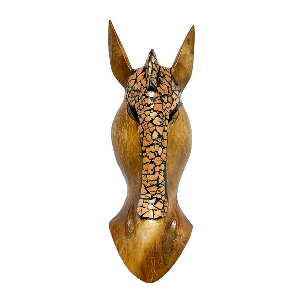 My Family House Giraffe Wall Hanging Mask Wooden Hand Carved Wall Hanging Art Fair Trade Hand Painted Jungle Animal African Safari Masks 3 Sizes