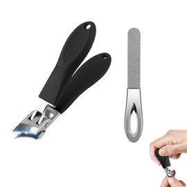 1 Stück Nagelfeile und 1 Stück Nagelknipser Fußnägel, Schräger Nagelknipser, Schräger Nagelknipser mit Weiter Backenöffnung und Spritzschutz für Männer Frauen Erwachsene Senioren
