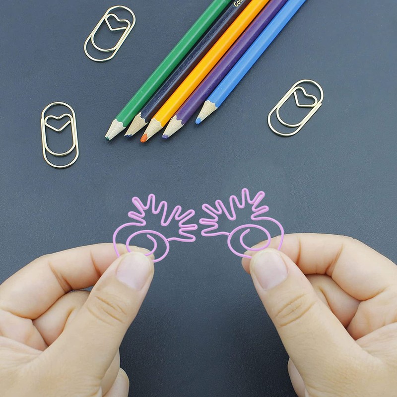 100pcs Paper Clips Portable Mini Electroplating Purple Cute Radish Shape