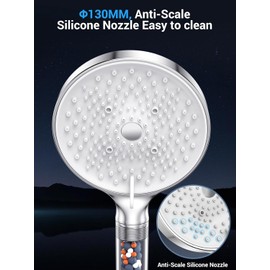 Hsthe Sea Wassersparender Duschkopf,Handbrause Filter Mineralsteinen und 5 Strahlarten, Druckerhöhende Duschbrause mit 3-Lagen-Filtration und zusätzlichen Steinen