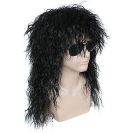 Linfairy Heavy Metal Rocker Black Adult Wig Heavy Metal Rocker Black Adult Wig Size