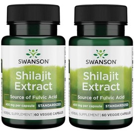 Swanson Shilajit Extract - Herbal Supplement Promoting Cell Growth Support - Natural Formula for Overall Wellness - (400 Milligrams 60 Veg Capsules) (2 Pack)
