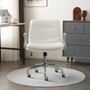 Modern PU Leather Home Office Chair with Padded Seat, Gold/Silver