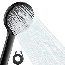 Shower Head with Hose, Shower Head with Hose 1.5 m, Shower Hose with Shower Head, Hand Shower, Shower Head, Rain Shower with 5 Jet Types, Black