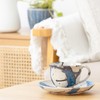 Marui Pottery MR-3-4398 Shigaraki Ware Hechimon Cup & Saucer, Capacity:
