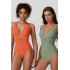 QINSEN One Piece Bathing Suit for Women Tummy Control V
