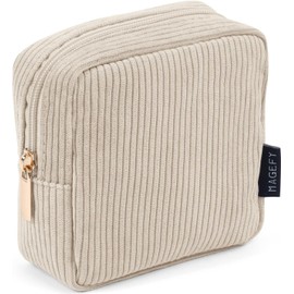 MAGEFY Bolsa de Maquillaje Pequeña de Pana Cosmetiquera para Mujer Bolsa de Cosméticos de Viaje Bolsas Esenciales con Compartimentos