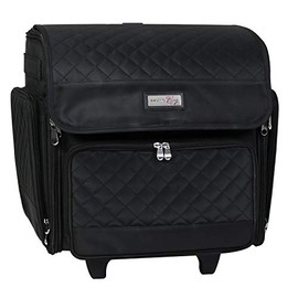 Everything Mary Deluxe Rolling Papercraft Craft Case, Black Quilted - Scrapbook Tote Bag w/Wheels for Scrapbooking & Art - Travel Organizer Storage for IRIS Boxes - for Teachers & Medical