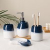 Ceramic Bathroom Accessories Set of 4 Gradient White and Blue