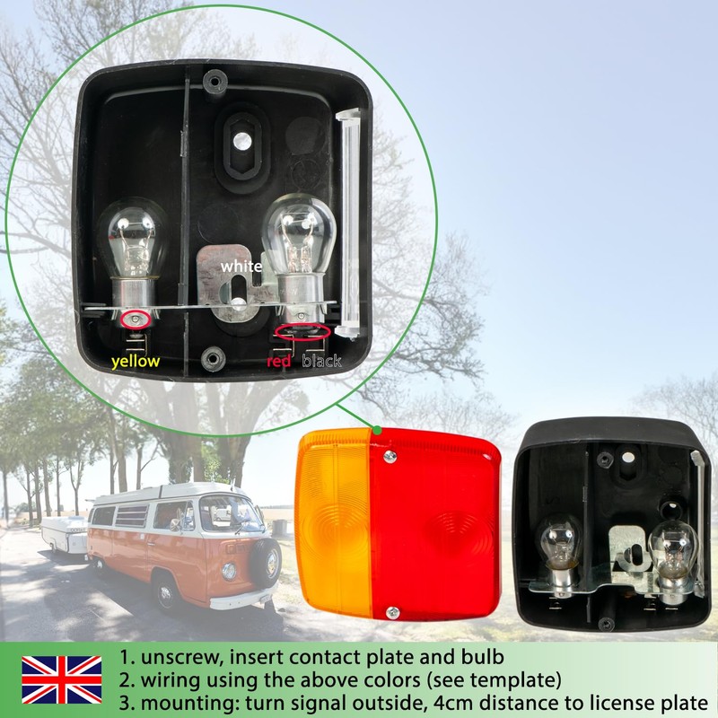 fouraces trailer lights - 2 set, with wiring diagram, tail