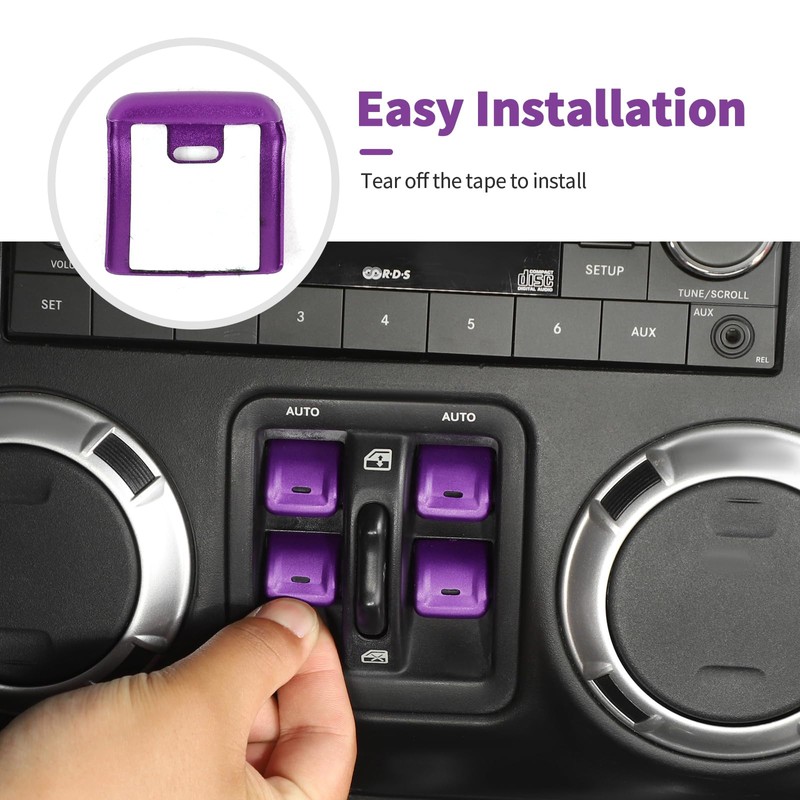 SQQP for JK Aluminium Center Console Window Switch Button Cover