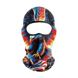 Balaclava Hood TacticalFace Mask Military Biker Helmet Liner Vibrant American USA Flag and Eagle Statue of Liberty Patriotic Old Glory Stars and Stripes Multicolored