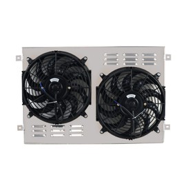 HKAUTOPART Performance Aluminium Radiator Shroud + 2 x 12 Inch Fans Compatible with 1973 1974 Dodge Challenger Charger 3.7L L6 5.2L 5.6L 5.9L 6.6L 7.9L V8 & 1974 Plymouth Satellite L6 V8