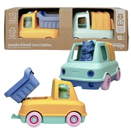 Le Jouet Simple - Toy Box - Dump Truck and Bin - 2 Multicoloured Vehicles - First Toy - Eco-Friendly - Recycled Plastic - Made in France - 100% Recyclable - Gift 1-4 Years