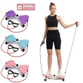 AMLANG Exercise Twist Boards,Waist Twister Machine Exercise,Ab Machine With 300lbs  Weight Balance Board for Home Fitness with Resistance Bands - Color: Blue