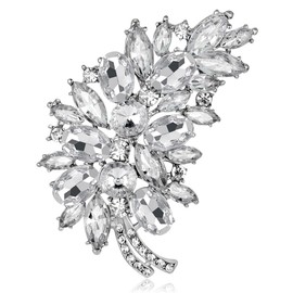 FAIRYGATE Rhinestone Brooch Women's Brooches & Pins Classic Elegant Vintage Style Large Feather Brooch for Women Lapel Pin Hand Bouquet Accessories，B3219