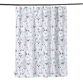 Adorable Cat Dog Pet Paw Print Shower Bath Curtain Cartoon Illustration Designs Includes 12 Hooks Water Resistant Machine Washable Fits Standard Bathrooms Fun Animal Theme (Posh Pets - Dog)