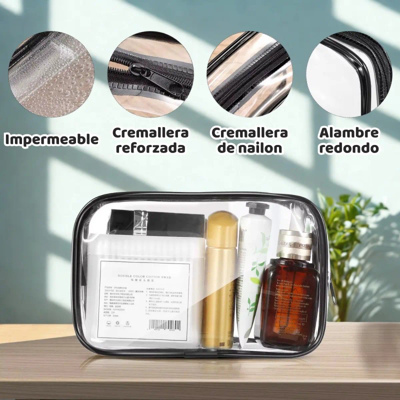 Cosmetiquera Transparente Brocha Esponja Maquillaje 18pzs