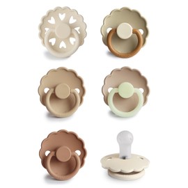 FRIGG SilkySoft Silicone Baby Pacifier 6-Pack Cinnamon Charm | Made in Denmark | BPA-Free (6-18 Months)