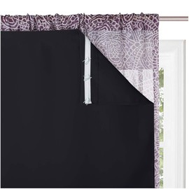 KGORGE 100% Blackout Curtains Liners - Sunlight Block Insulated Window Drapery Liner Thermal Insulation Drapes, Lining Easy Installation, Bonus Hooks Included (2 Pieces, 45" Wide by 77" Long, Black)