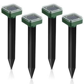 4Pack Mole Repellent Solar Powered Vole Repellent Outdoor Gopher Repellent Ultrasonic for Lawn Garden,Waterproof Sonic Mole Spikes,Get Rid of Moles Stakes Groundhog Chipmunk Repellent