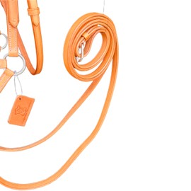 AHS us Natural Toned Leather Sidepull Bitless Bridle with White Cow Soft Leather Padding | Full Leather reins | (Natural, Full)