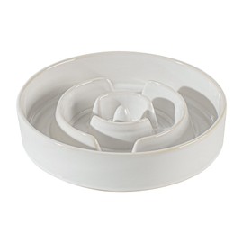 Havniva Ceramic 9.5inch Dog Bowl Slow Feeder for Large Dog, Pet Slow Dish, Stop Bloat, Preventing Choking(Single Bowl, Reactived Glaze -White)
