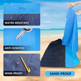 Lightweight Waterproof Sandproof Portable Beach Blanket by BELLADDY INC – Bright Colours, Great for Outdoors Festivals Hiking Travel Picnic, Includes Pouch (Dark Green)