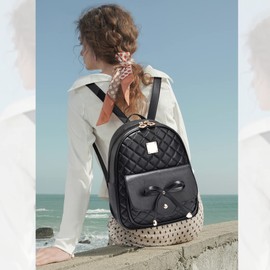 NICOLE & DORIS Backpack Women's Small Backpack and Handbag 3-Piece Set Backpack for Girls Cute PU Leather Daypack City Backpack School Bag Waterproof Travel Backpack, black, Rucksack