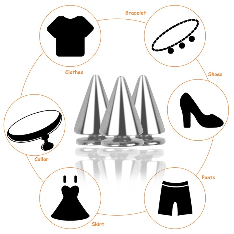 smatime Pointed Punk Rivets Metal Killer Rivets Cone Spikes Studs