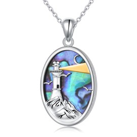 SHAOAN 925 Sterling Silver Lighthouse Mountain Pendant Necklace for Women