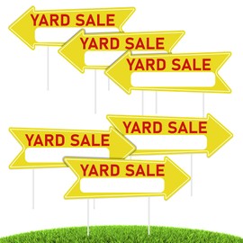6 Pack Yard Sale Arrow Signs with Stake Double Sided, 17 x 6 Inches Large Yard Sign Corrugated Plastic Lawn Sign for Outdoor Waterproof Yellow