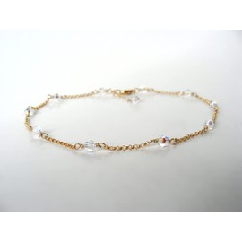 Gold crystal anklet, sparkly crystals goldfill, dainty, adjustable from 9.5 to 10.5 inches, handmade