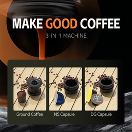 Optistream Portable Electric Espresso Machine, Travel Coffee Maker for Camping, Car Coffee Maker Self-Heating with USB-C, With Ground Coffee & NS Capsule for RV, Hiking, Office (black color)