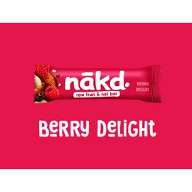Nākd. Berry Delight - Barritas Raw de Fruta y Frutos Secos - 100% Ingredientes Naturales - Sin Azúcar Añadido - 4 x 35g - 140g
